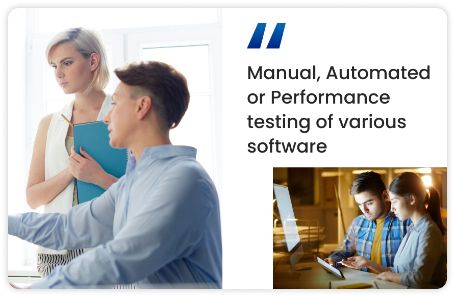 Manual, automated, and performance software testing